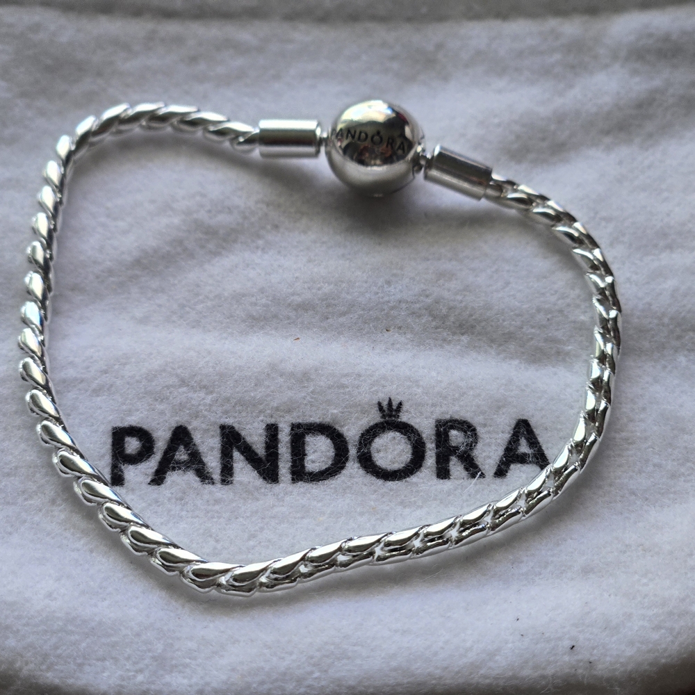 Pandora Silver Round Clasp Wing Chain Bracelet